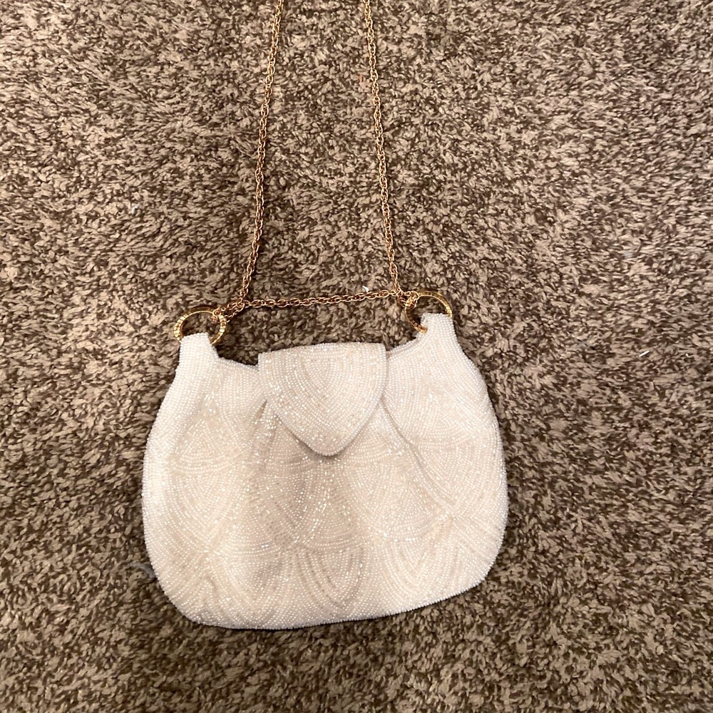 Beaded white purse
